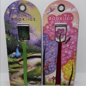 BookJigs - Set of Two Fancy Bookmarks Peacock & Cherry Blossom Design NEW